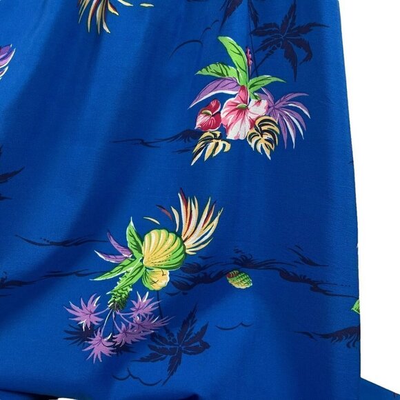 Hilo Hattie Womens Maxi Hawaiian Dress Vintage Blue Floral Tie Straps Small - Picture 7 of 8